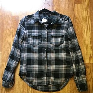 Pink and grey plaid shirt